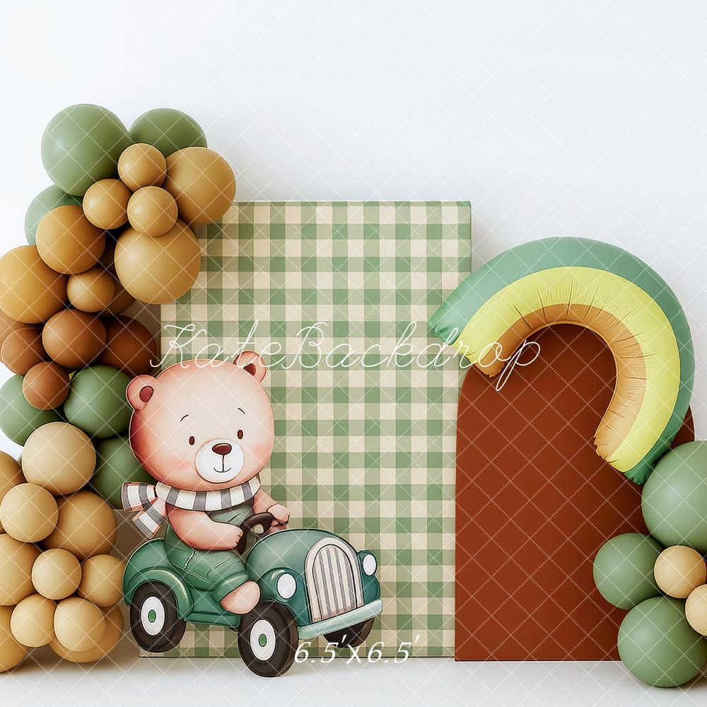 Smash Cake de Avocado Bear con Arco de Globos Fondo Diseñado por Patty Roberts
