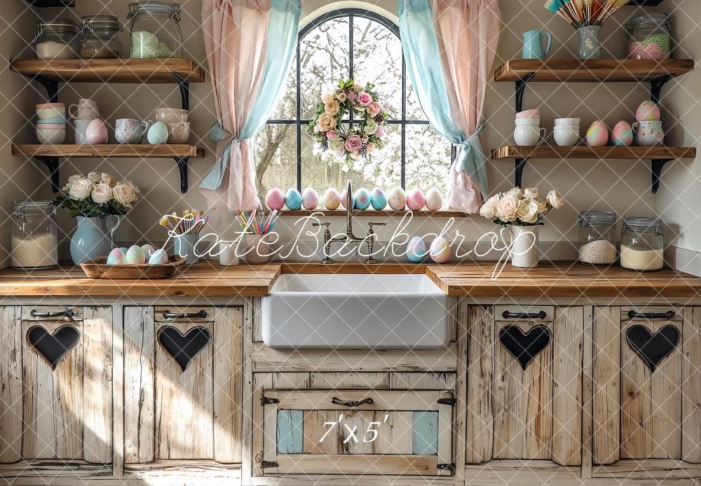 Kate Easter Kitchen Pastel Wood Backdrop Designed by Mini MakeBelieve