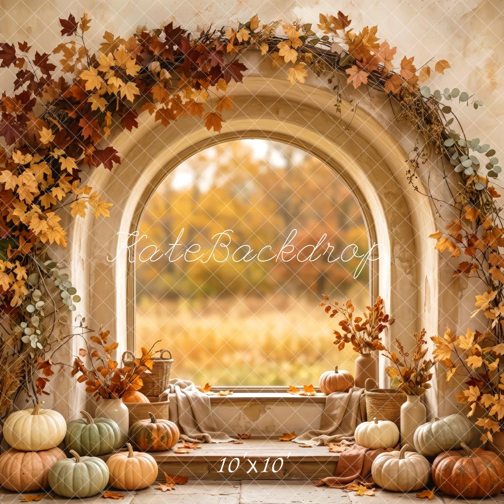 Kate Fall Foliage Pumpkin Arch Abstract Wall Printed Backdrop Designed by Patty Roberts