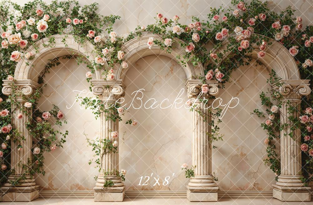 Kate Spring Flower Arch Columns Roses Backdrop Designed by Emetselch