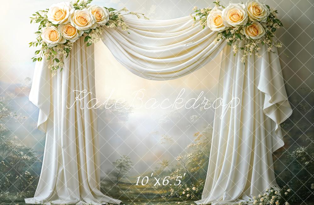 Kate Wedding Floral Draped Fabric Arch Backdrop Designed by Emetselch