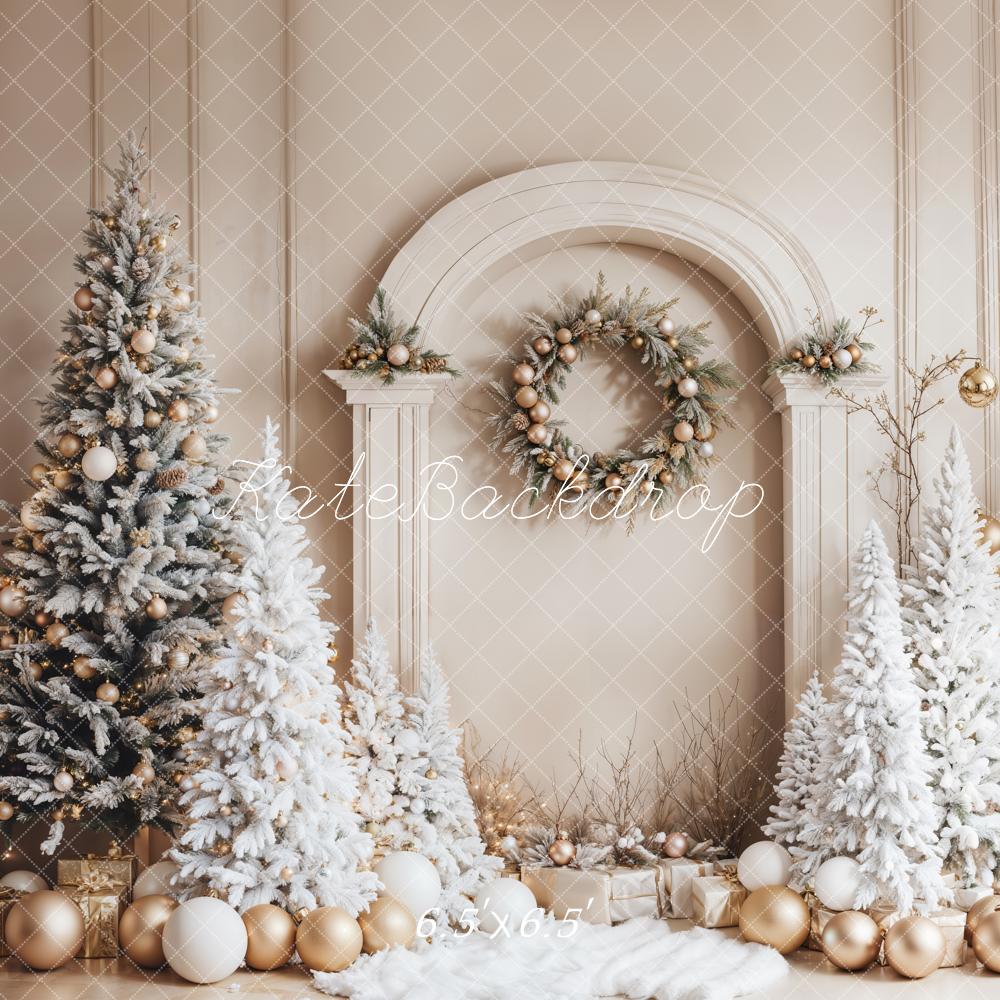 Fondo de pared arqueado retro de invierno navideño diseñado por Emetselch