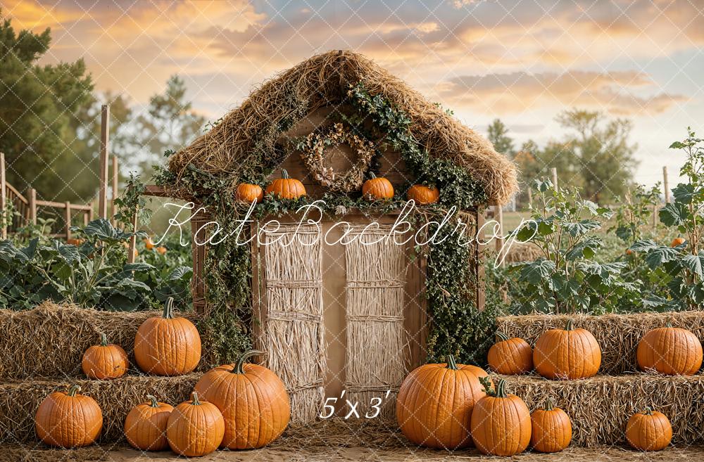 Kate Fall Pumpkin Farmhouse Door Rustic Backdrop Designed by Emetselch
