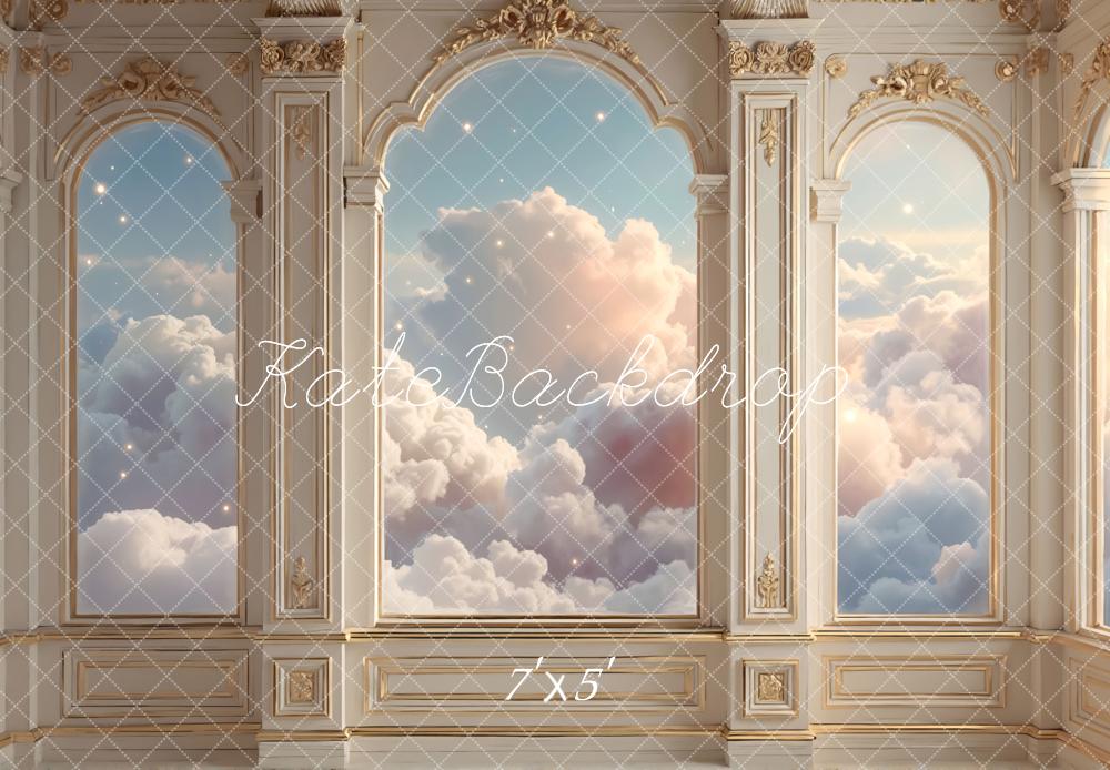 Kate Arch Baroque Window Cloud Sky Printed Backdrop Designed by Mini MakeBelieve