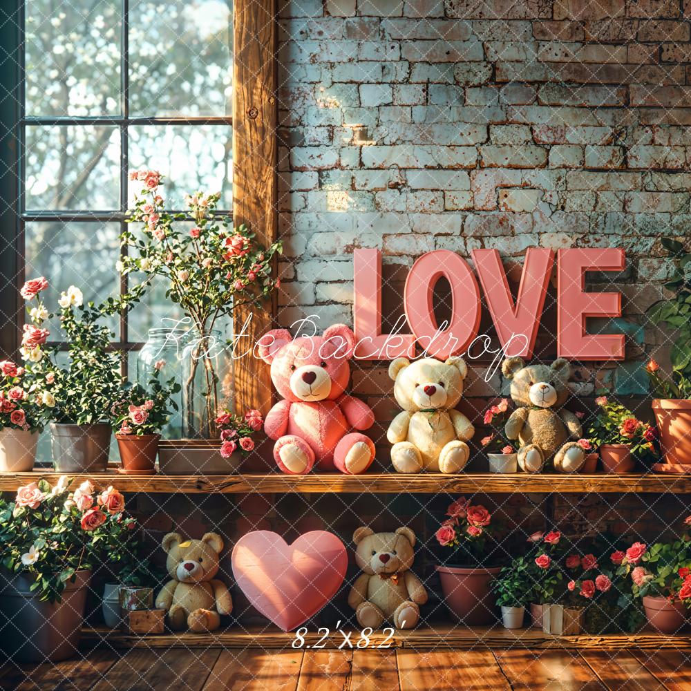 Fondo Floral del Osito de Peluche de Amor diseñado por Emetselch