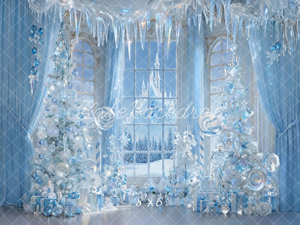 Kate Christmas Fairytale Icy Trees Blue Winter Castle Backdrop Designed by Emetselch