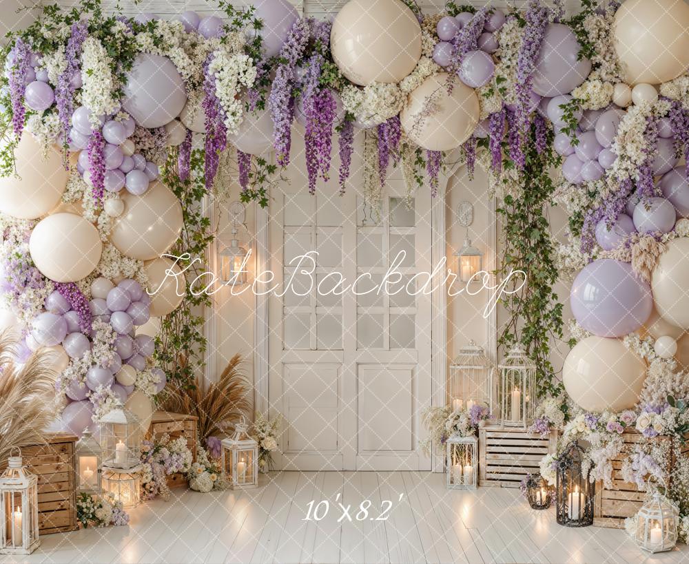 Kate Spring Flower Arch Balloon Lantern Crate Door Backdrop Designed by Emetselch