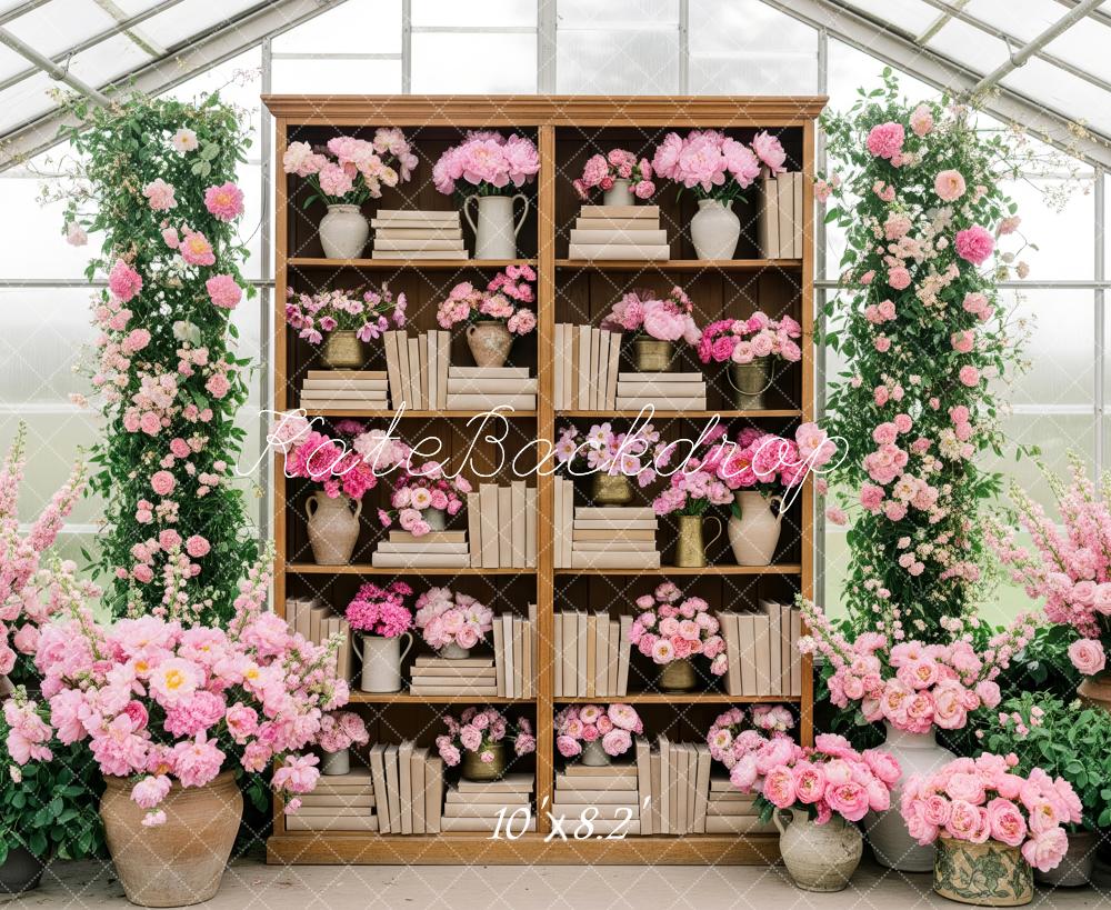 Kate Spring Bookcase Pink Flower Arch Backdrop Designed by Patty Roberts