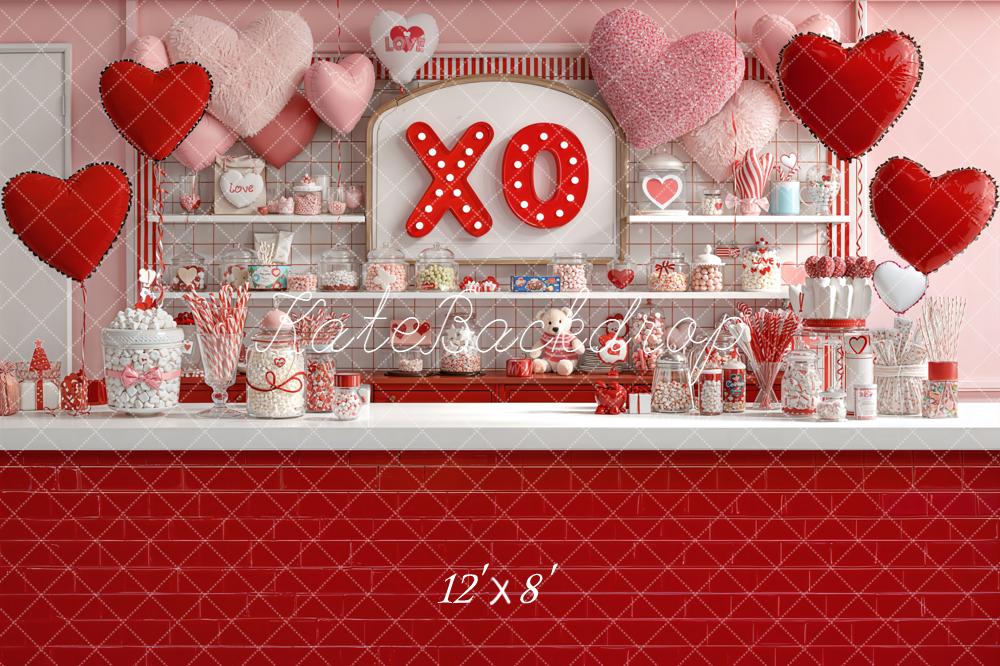 Kate Valentine's Day Candy Bar Hearts Balloons XO Backdrop Designed by Emetselch