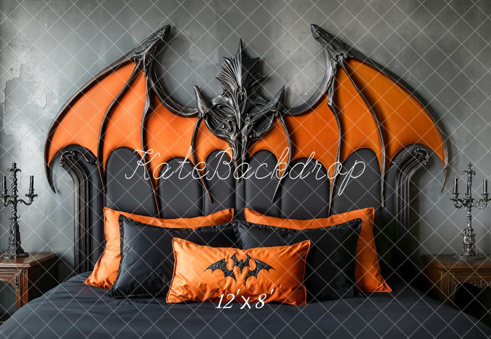 Kate Halloween Bat Wing Headboard Dark Backdrop Designed by Emetselch