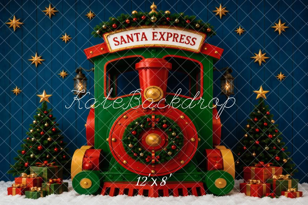 Kate Christmas Polar Train Christmas Tree Gifts Printed Backdrop Designed by Vertigo Productions