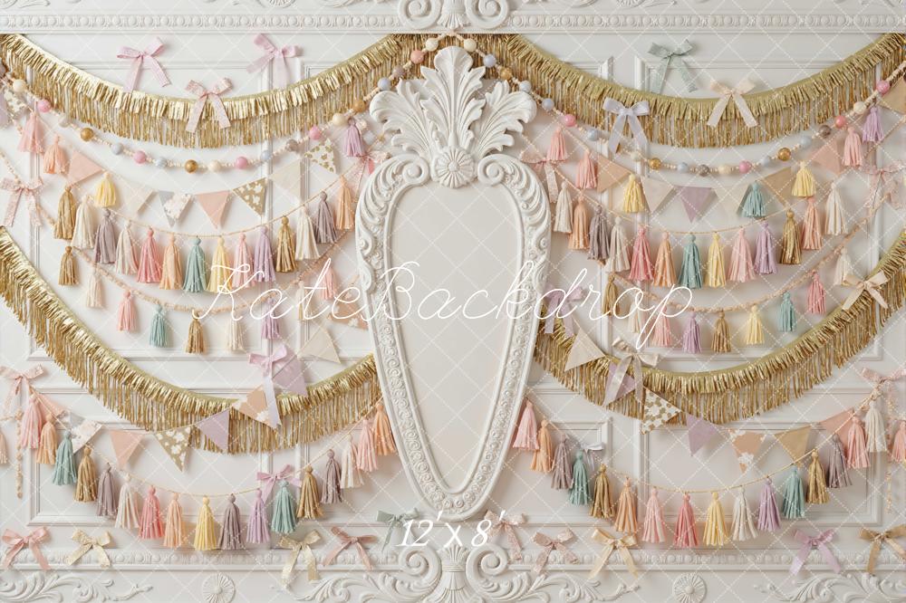 Kate Pastel Tassel Garland Bunting Panel Wall Backdrop Designed by Mini MakeBelieve