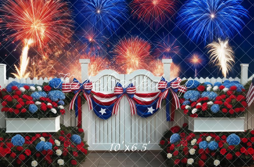 Independence Day Fireworks Garden Fence Backdrop Designed by Mini MakeBelieve