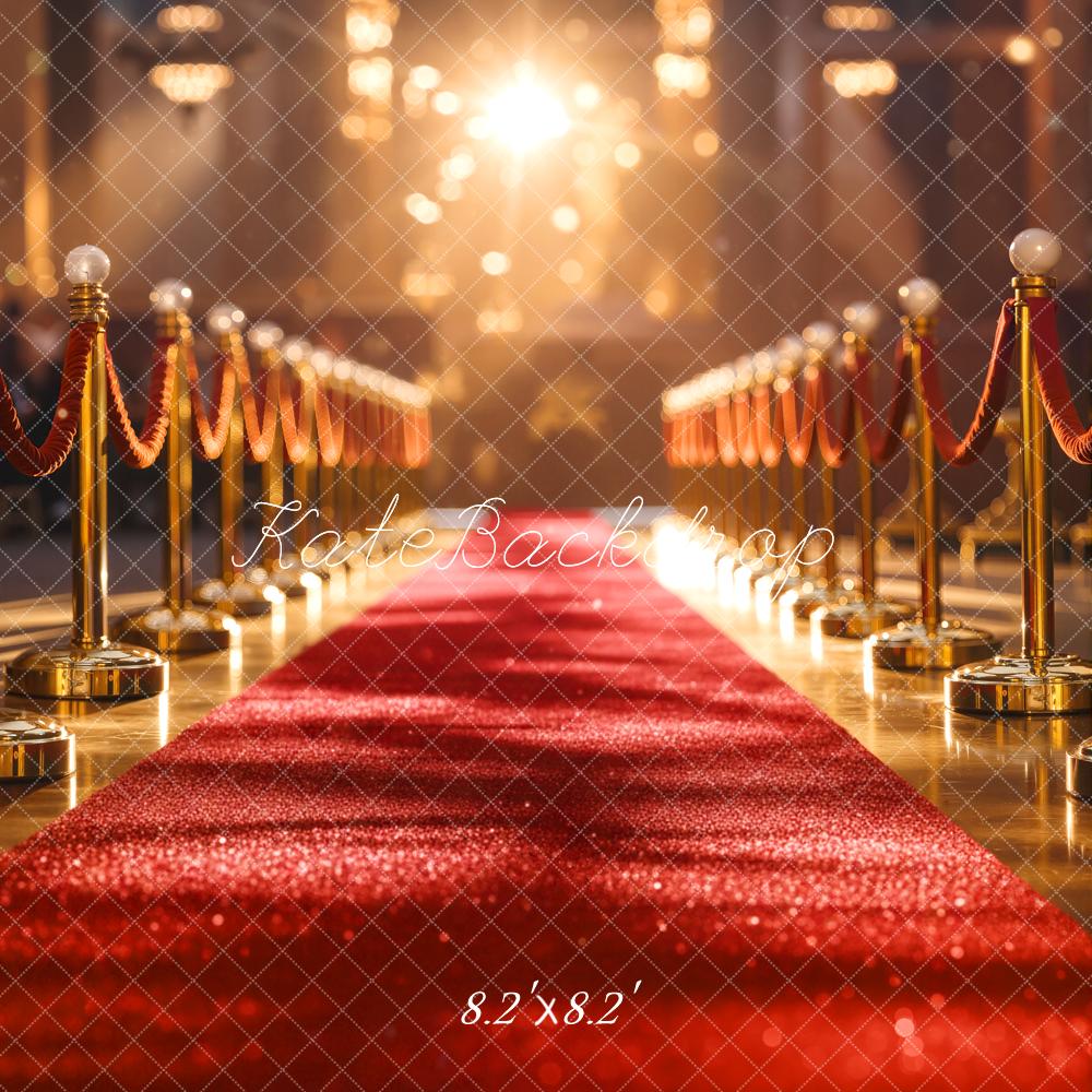 Kate Red Carpet Aisle Gold Stanchions Bokeh Lights Backdrop Designed by Emetselch