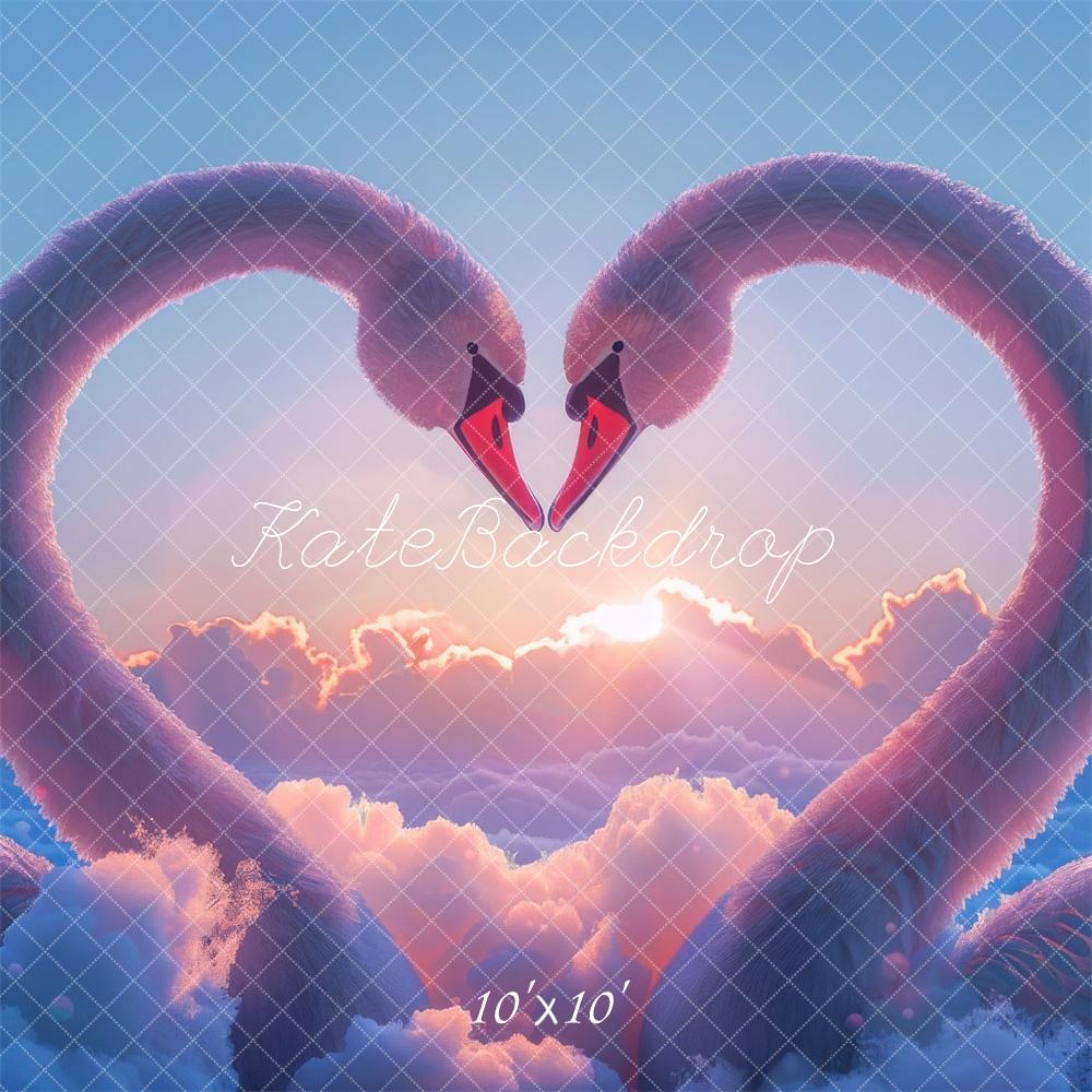 Kate Valentine Swan Heart Sunset Cloud Backdrop Designed by Mini MakeBelieve