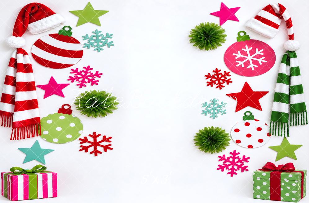 Kate Christmas Hats Scarves Snowflake Ornaments Gifts Printed Backdrop Designed by Vertigo Productions