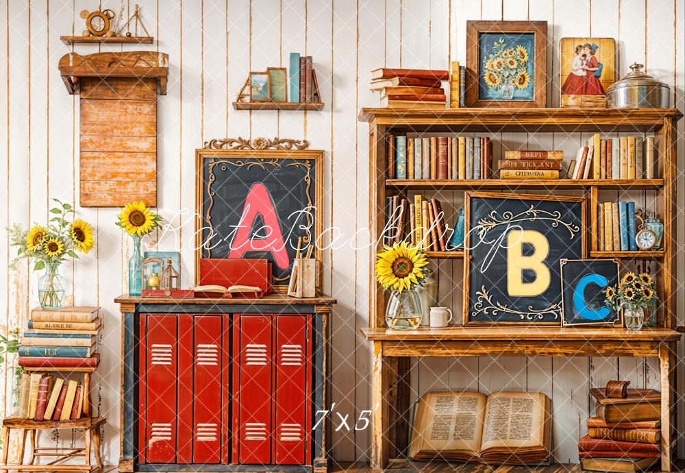 Kate Back to School Bookshelf Blackboard Backdrop Designed by Emetselch