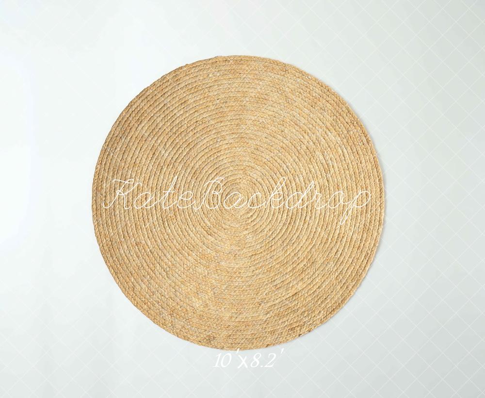 Kate Round Jute Rug White Diamond Pattern Floor Backdrop Designed by Mini MakeBelieve