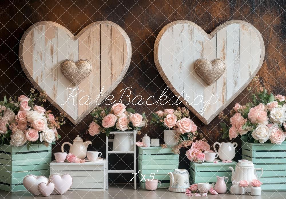 Valentine Hout Hart Rozen Foto Achtergrond Designed by Mini MakeBelieve