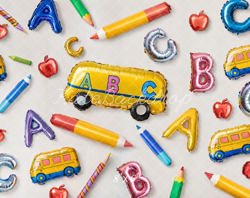 Kate Back to School Balloons Alphabet Bus Backdrop Designed by Emetselch