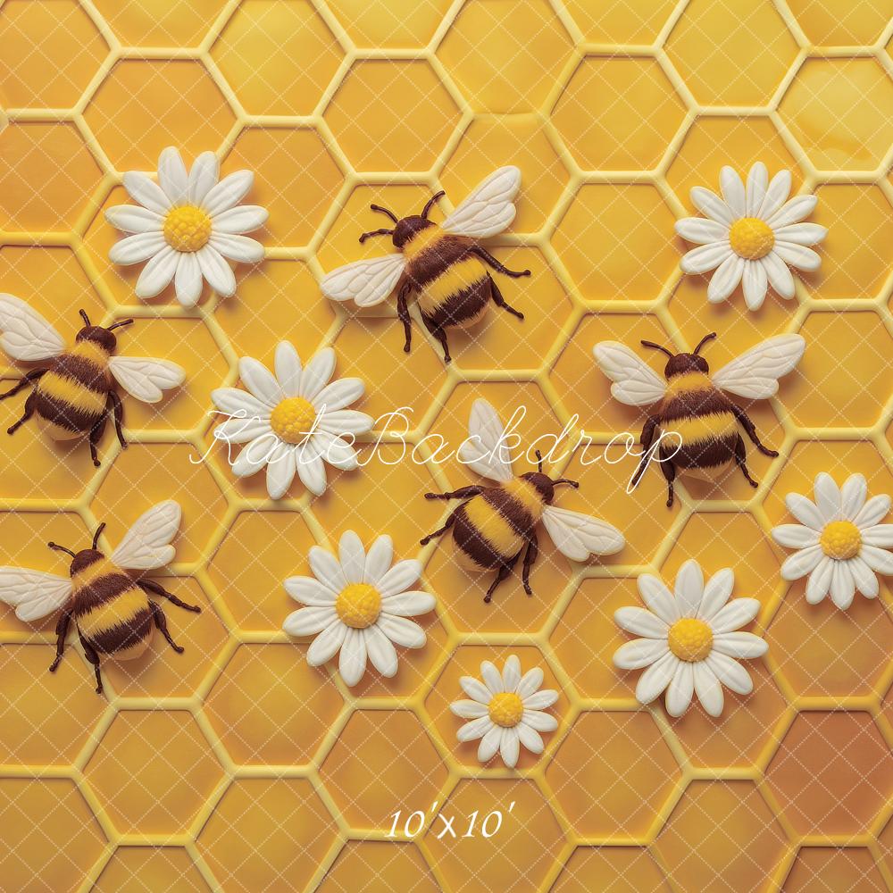 Fondo per festa di compleanno a tema ape con torta distrutta margherita