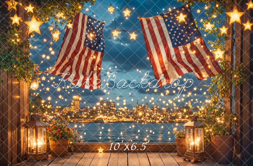 Kate Independence Day Flag Starry Night Printed Backdrop Designed by Emetselch