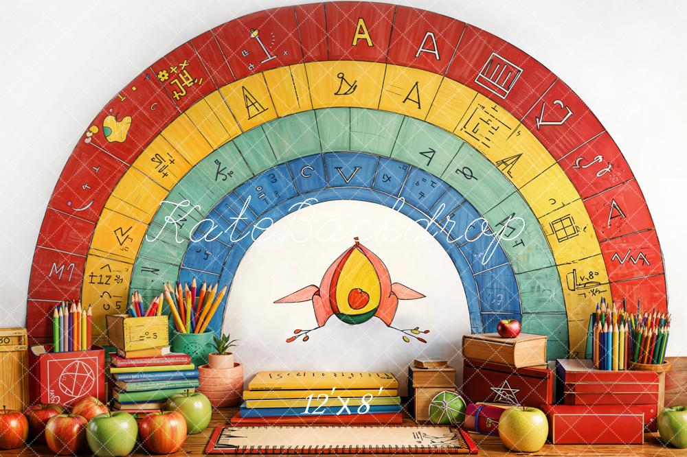 Kate Back to School Rainbow Pencils Backdrop Designed by Emetselch