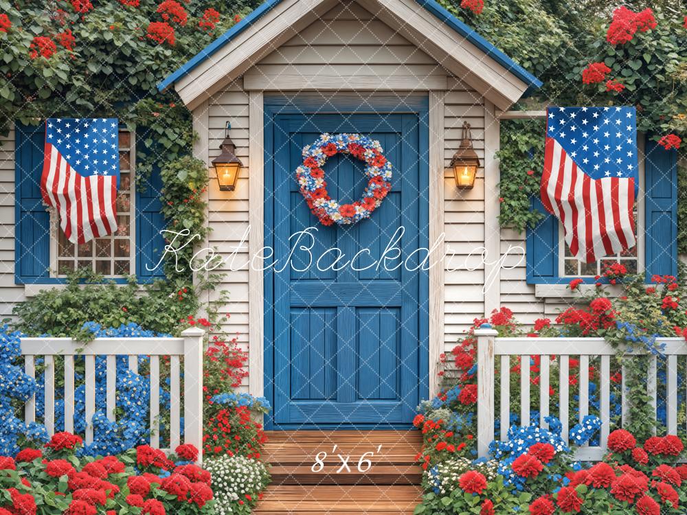 Fondo Floral de Bandera del Día de la Independencia Diseño de Emetselch