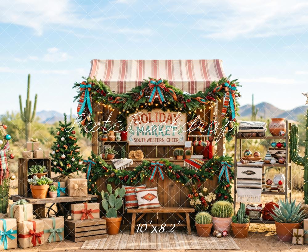 Kate Christmas Southwestern Market Cactus Garland Gifts Printed Backdrop Designed by Patty Roberts