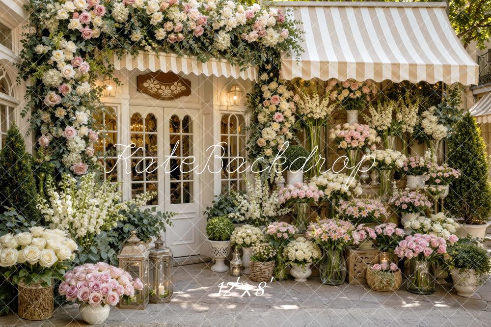 Kate Spring Flower Arch Storefront Garden Printed Backdrop Designed by Mini MakeBelieve