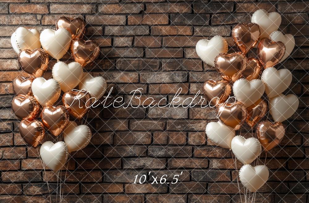 Kate Heart Balloons Brick Wall Backdrop Designed by Mini MakeBelieve