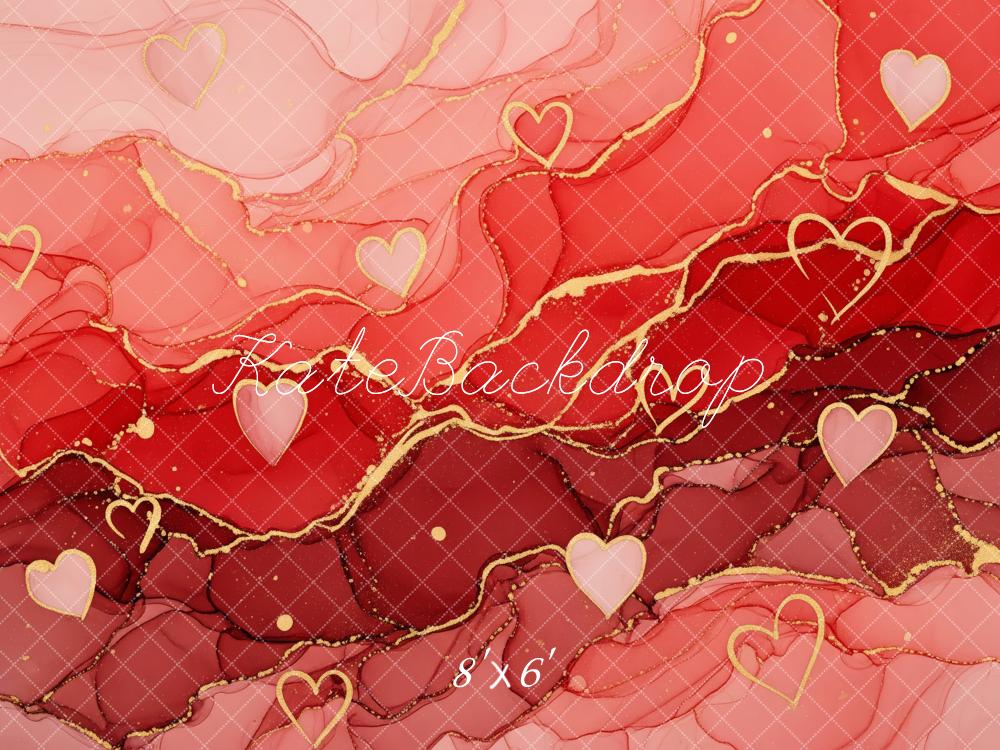 Kate Mother's Day Red Pink Abstract Gold Hearts Backdrop Designed by Patty Roberts