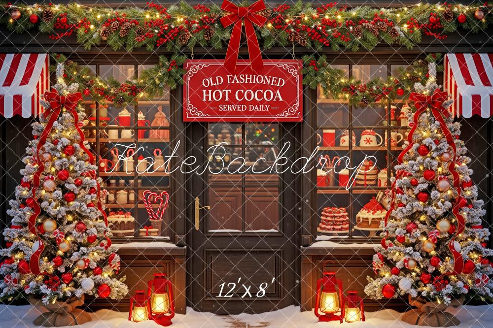 Kate Christmas Hot Cocoa Shop Christmas Trees Garland Backdrop Designed by Patty Roberts