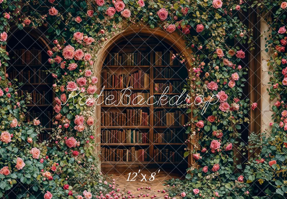 Arco de flores de regreso a la escuela biblioteca fondo diseñado por Emetselch