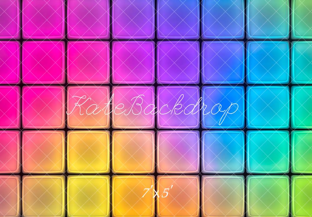 Kate Colorful Gradient Square Retro Wall Printed Backdrop Designed by Patty Roberts
