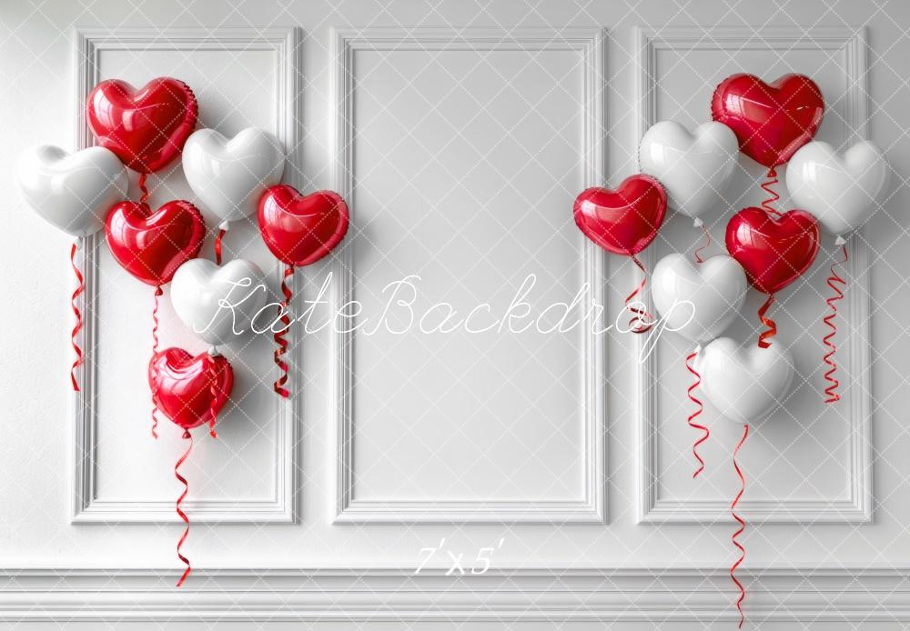 Romantic Red and White Heart Balloon Backdrop