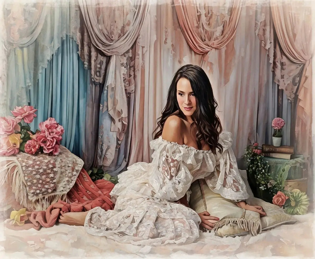 Kleurrijke gordijnenachtergrond ontworpen door Emetselch