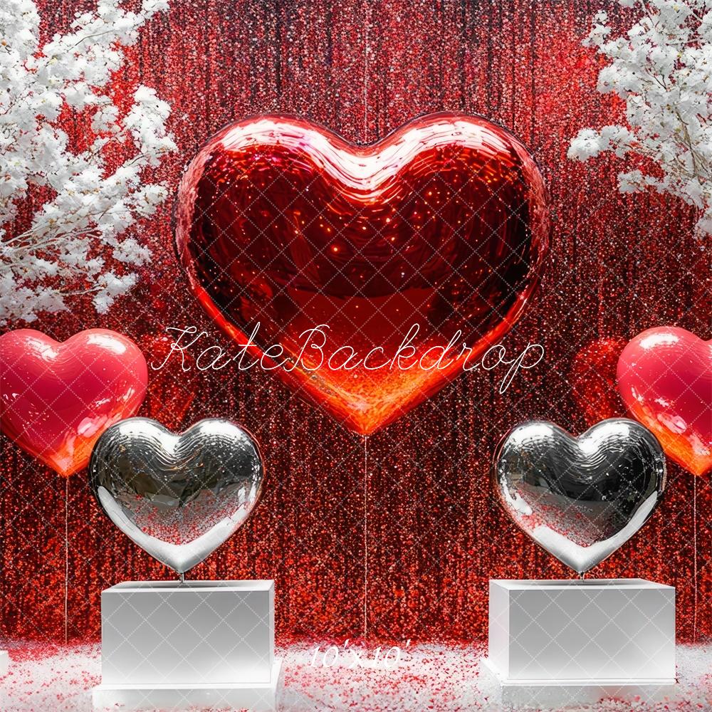Kate Valentine Heart Glitter Backdrop Designed by Mini MakeBelieve