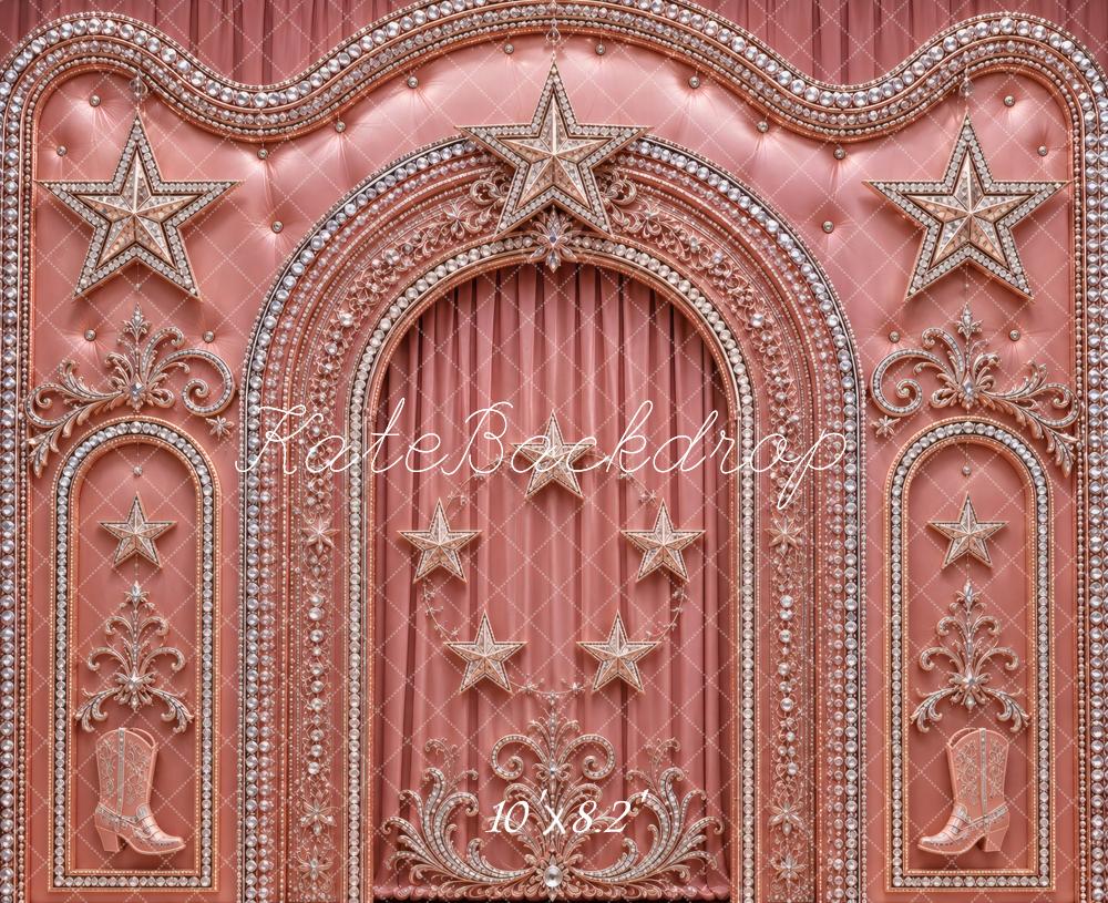 Kate Western Star Arch Cowboy Boots Pink Printed Backdrop Designed by Vertigo Productions