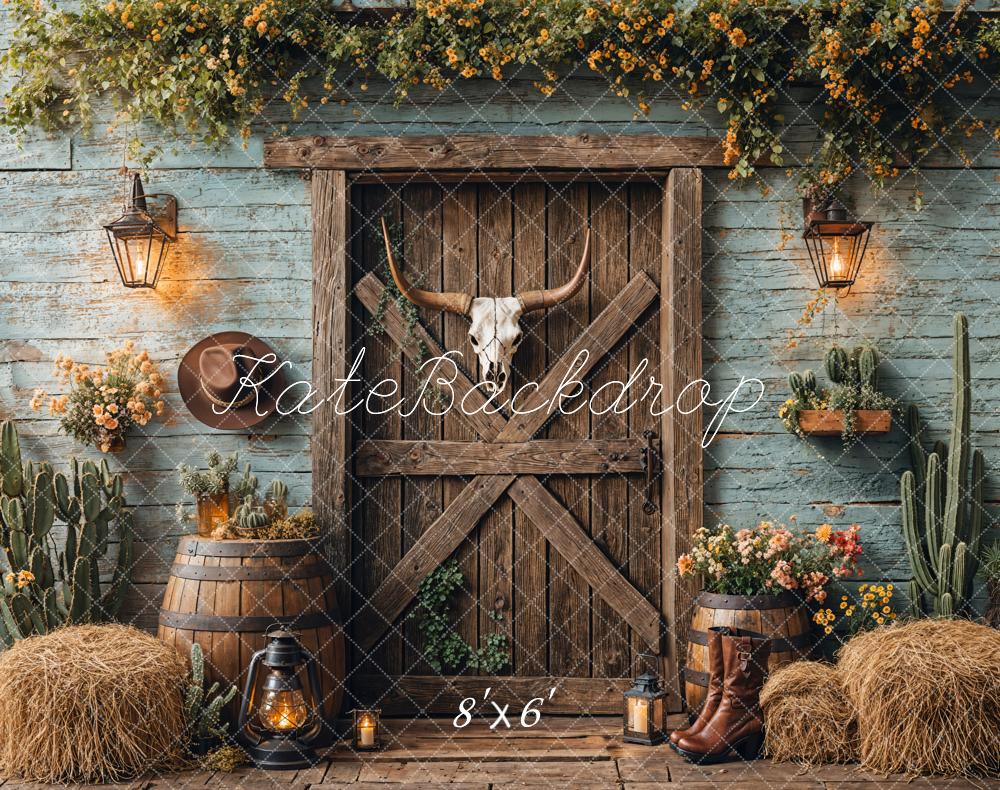 SALE Kate Western Cowboy Rustic Barn Door Backdrop Designed by Emetselch