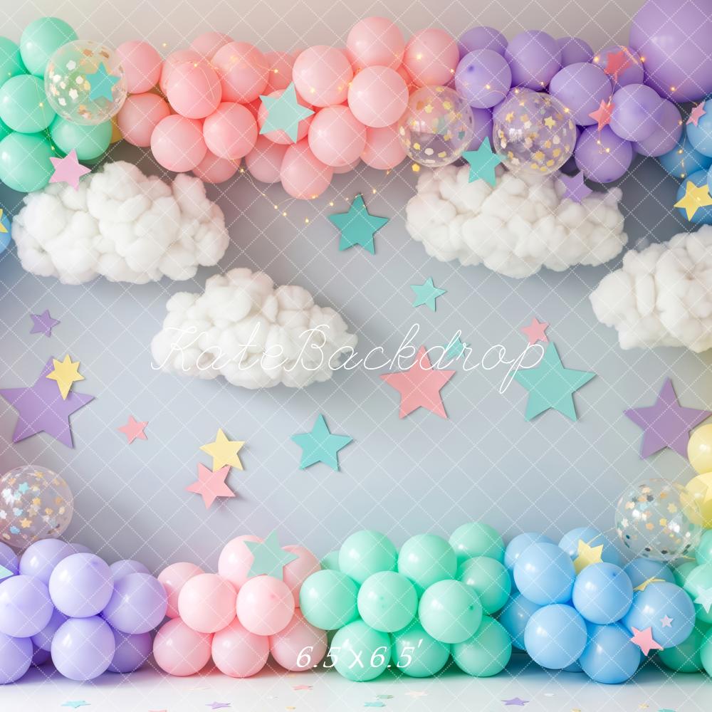 TEST Kate Cake Smash Pastel Balloon Cloud Star Backdrop Designed by Patty Roberts