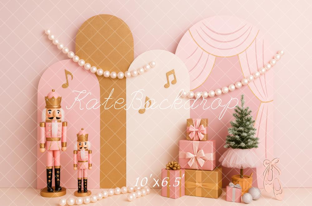 Kate Christmas Pink Nutcracker Pearl Gifts Birthday Backdrop Designed by Patty Roberts