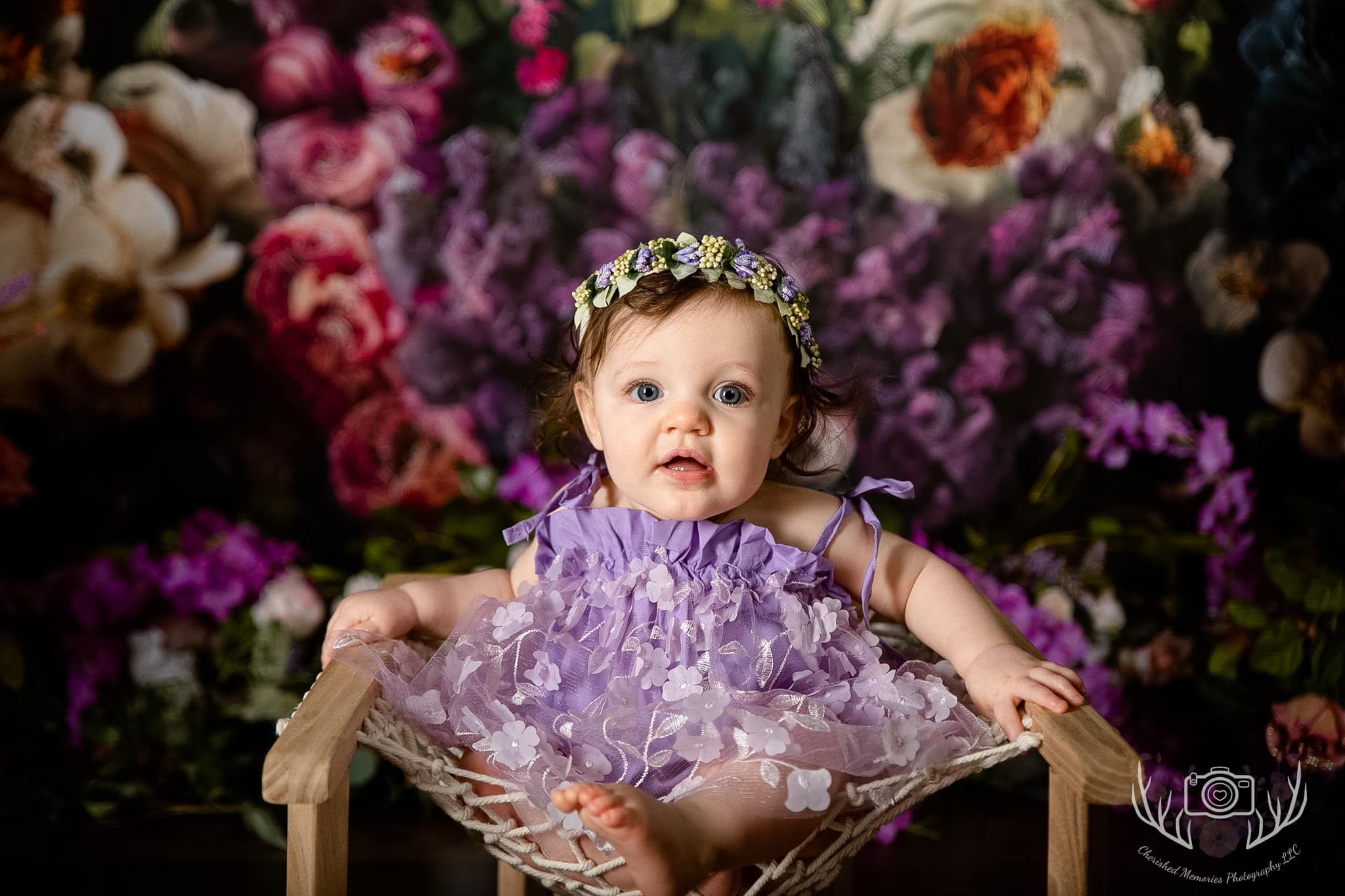 Kate Spring Fine Art Oil Painterly Floral Dark Teal Fleece Backdrop Designed by Mini MakeBelieve