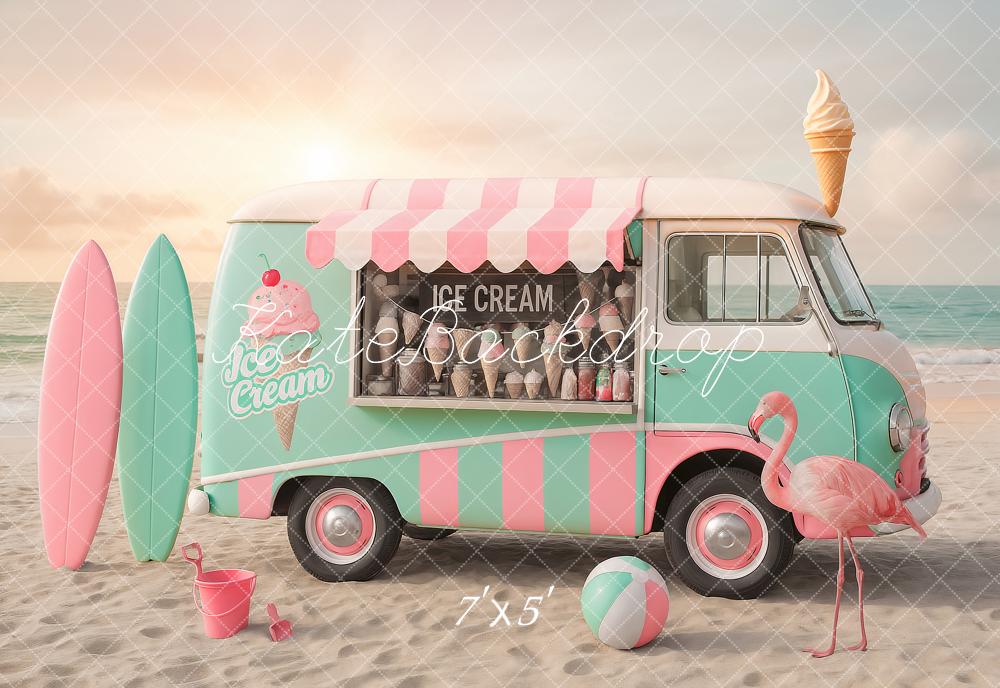 Kate Summer Beach Ice Cream Truck Backdrop Designed by Ashley Paul