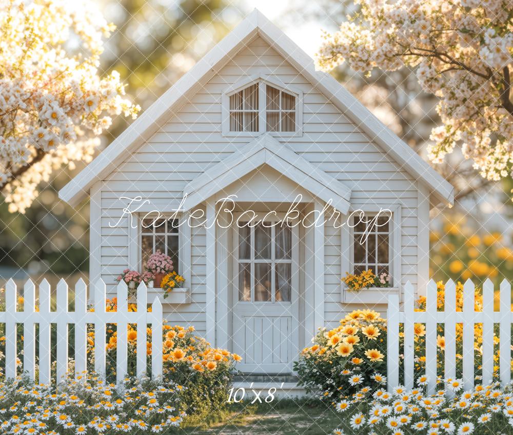 Sfondo di fiori bianchi cottage primaverili progettato da Emetselch