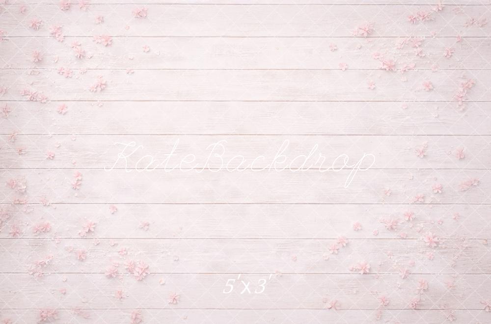 Kate Pink Flowers White Wood Floor Printed Backdrop Printed Backdrop Designed by Mandy Ringe Photography