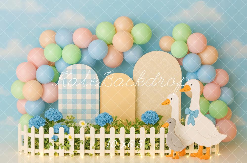 Cake Smash Tuin Ganzen Pastel Ballonnen Foto Achtergrond Designed by Patty Roberts