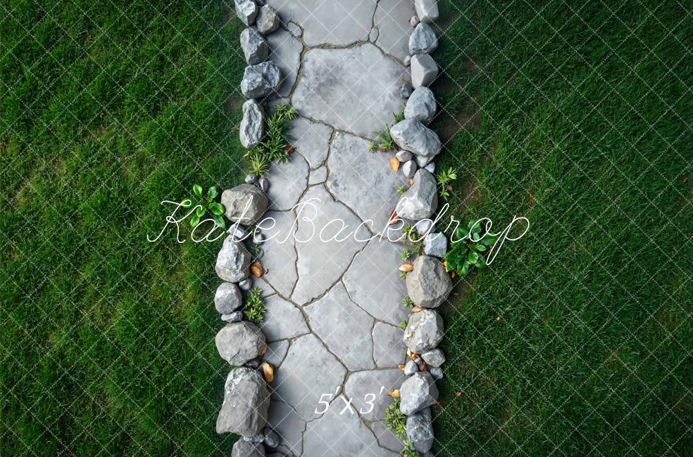 Kate Spring Stone Path with Rocks and Grass Backdrop Designed by Mini MakeBelieve