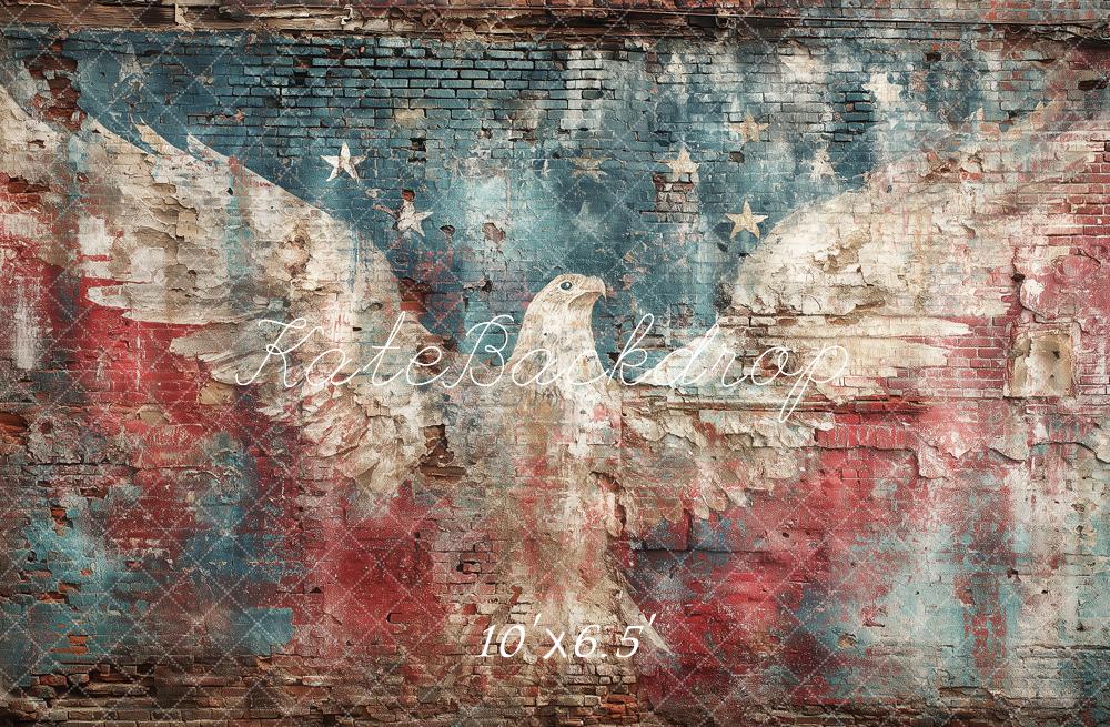 TEST Kate July 4th Vintage Patriotic Eagle Graffiti Brick Wall Printed Backdrop Designed by Angela Miller