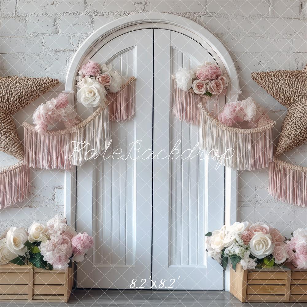 Fondo de puerta y pared de flores estrelladas Boho Diseñado por Mini MakeBelieve